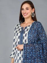 Women White Cotton Blend Paisley Printed